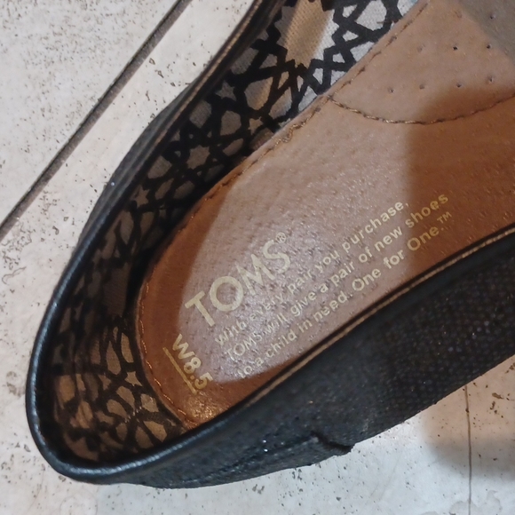 TOMS sparkly black sparkle slip on shoe 8.5 flats boho - Picture 4 of 7